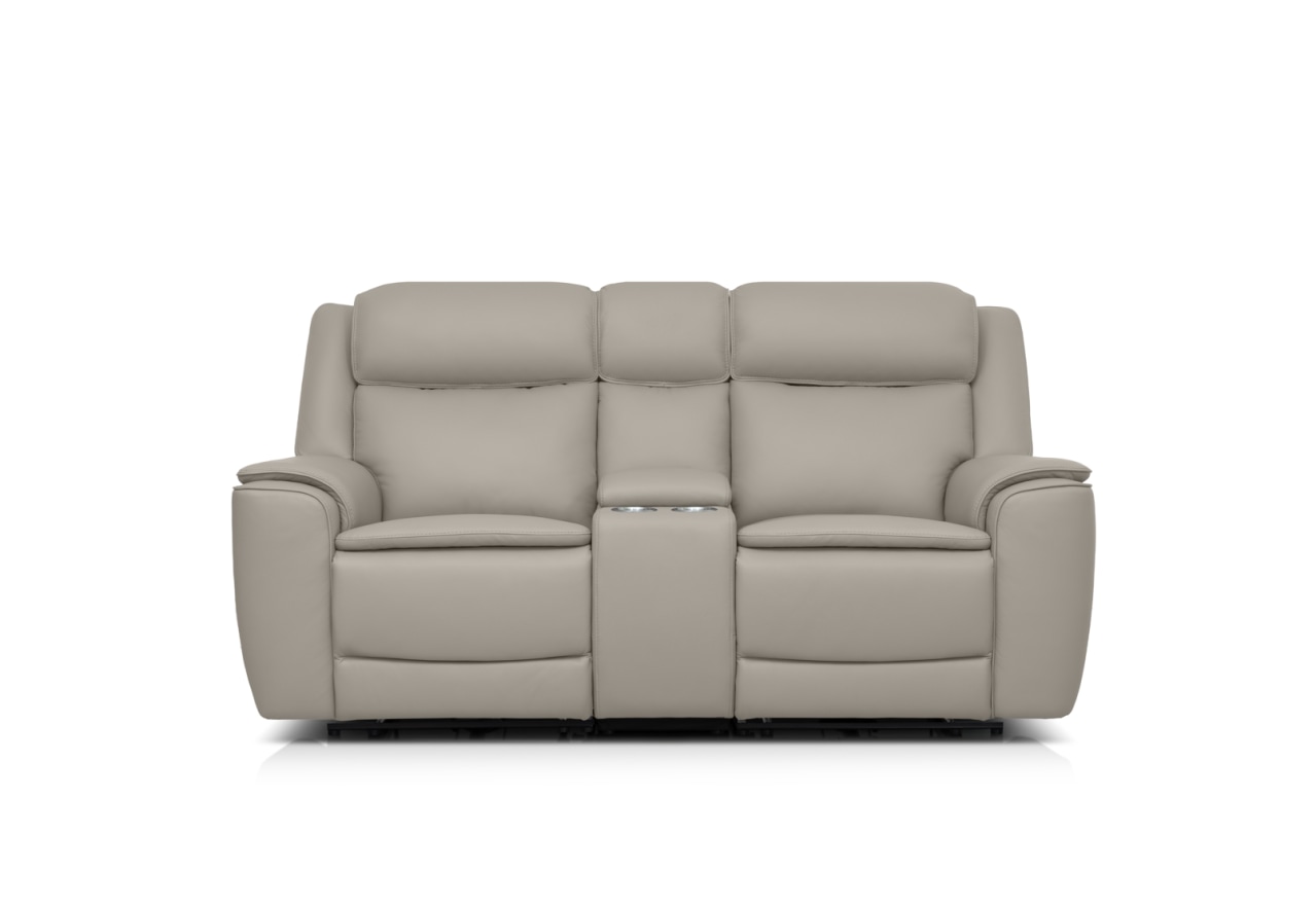 GLUSMAN LEATHER 2 Seater Sofa Electric Recliners with Console – image 1 of 8