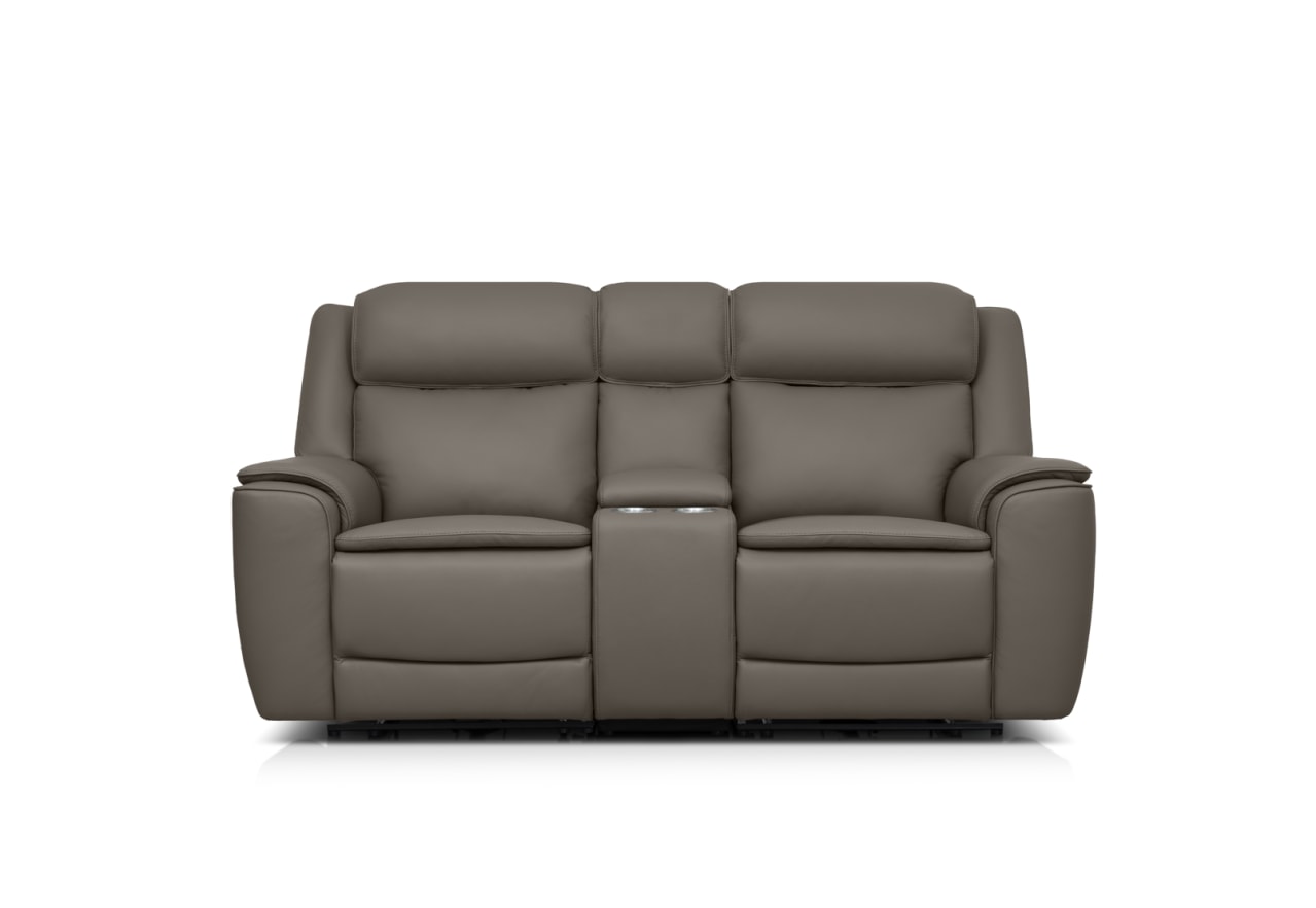 GLUSMAN LEATHER 2 Seater Sofa Electric Recliners with Console – image 2 of 12