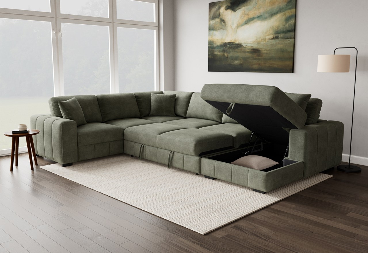 ANWEN FABRIC RHF Corner Chaise with Sofa Bed – image 6 of 6