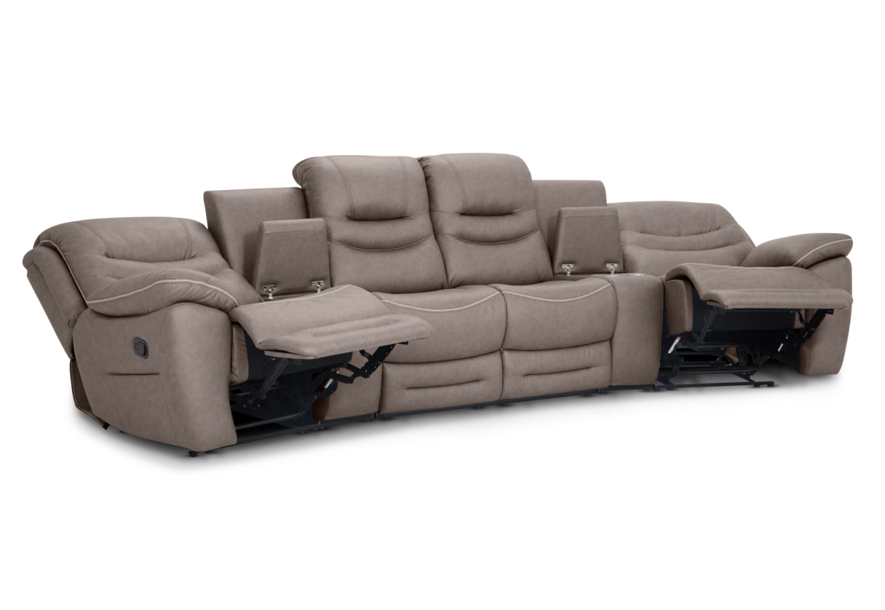 FEDERER FABRIC 4 Seater Theatre Suite with Manual Recliners and Console – image 5 of 9