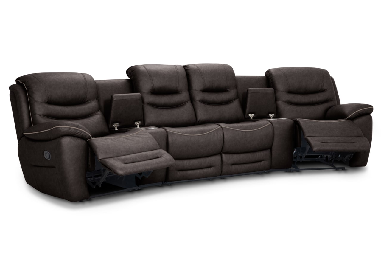 FEDERER FABRIC 4 Seater Theatre Suite with Manual Recliners and Console – image 6 of 9