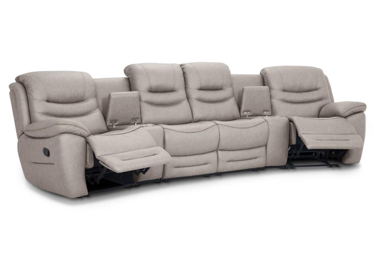 FEDERER FABRIC 4 Seater Theatre Suite with Manual Recliners and Console – image 6 of 9