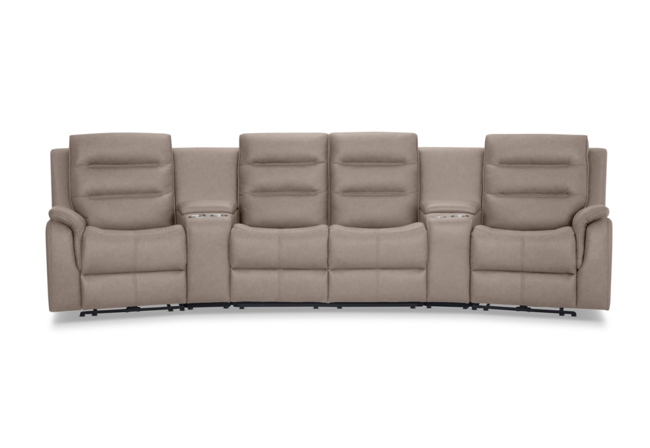 NADAL FABRIC 4 Seater Theatre Suite with 2 Inbuilt Electric Recliners and Console – image 1 of 11