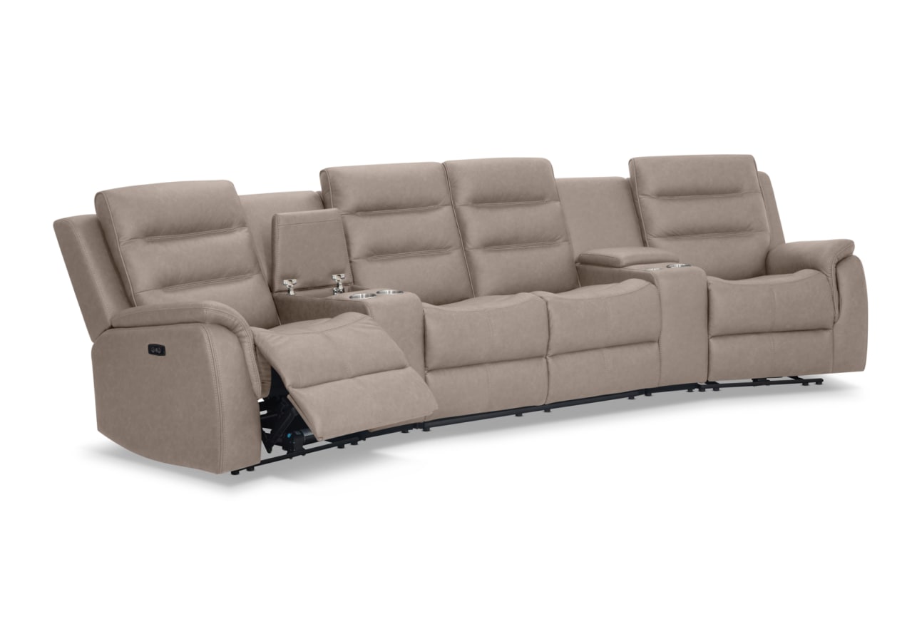 NADAL FABRIC 4 Seater Theatre Suite with 2 Inbuilt Electric Recliners and Console – image 4 of 11