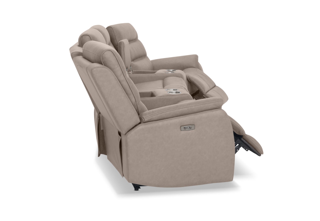 NADAL FABRIC 4 Seater Theatre Suite with 2 Inbuilt Electric Recliners and Console – image 7 of 11