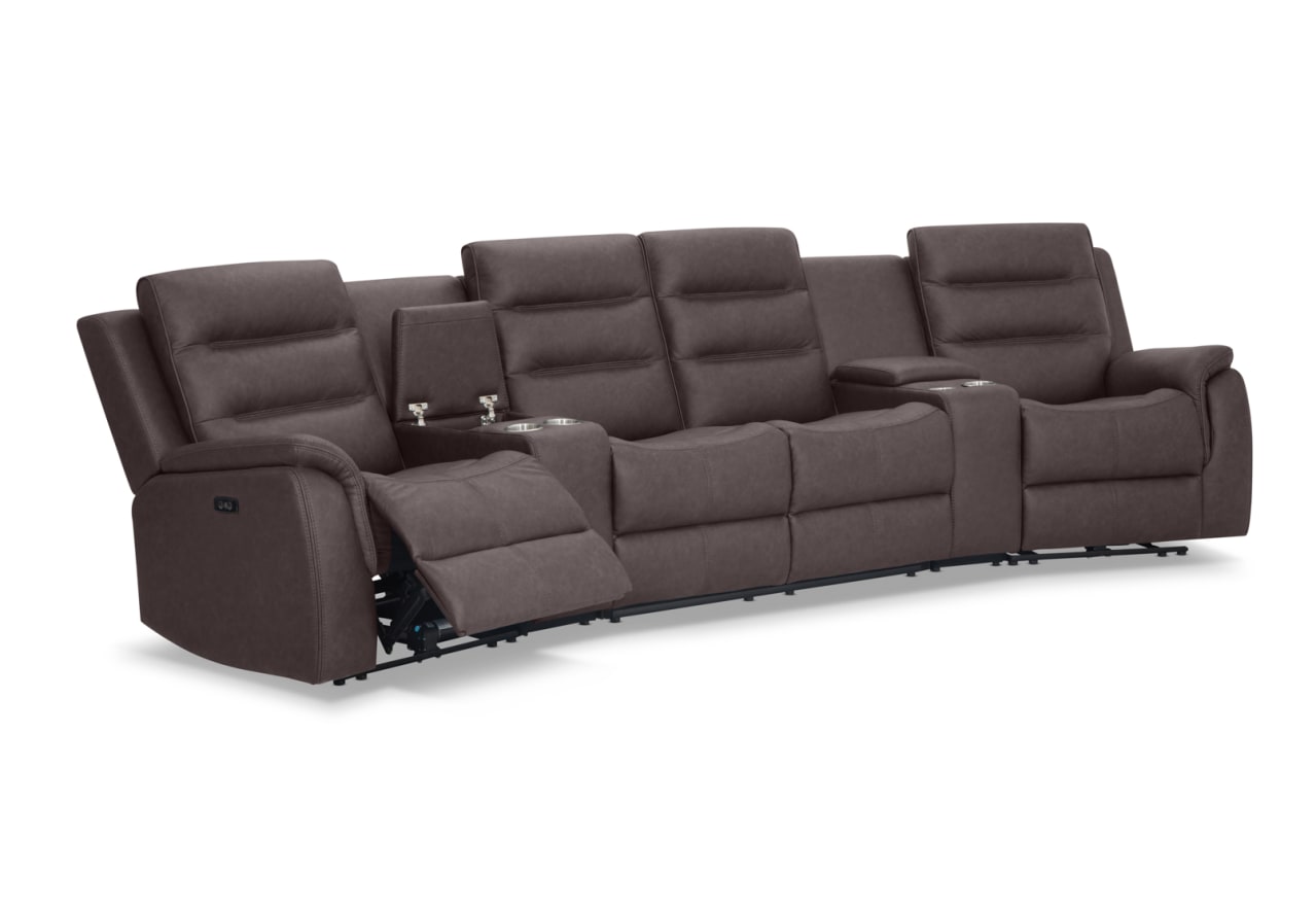NADAL FABRIC 4 Seater Theatre Suite with 2 Inbuilt Electric Recliners and Console – image 4 of 11
