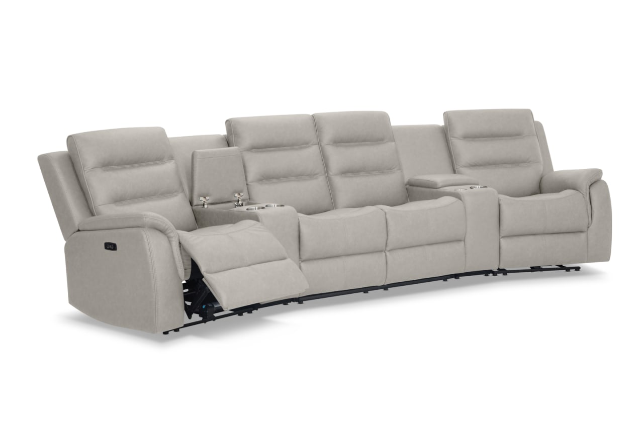 NADAL FABRIC 4 Seater Theatre Suite with 2 Inbuilt Electric Recliners and Console – image 4 of 11