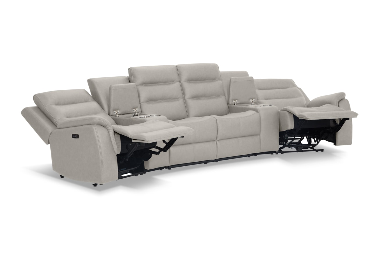 NADAL FABRIC 4 Seater Theatre Suite with 2 Inbuilt Electric Recliners and Console – image 5 of 11