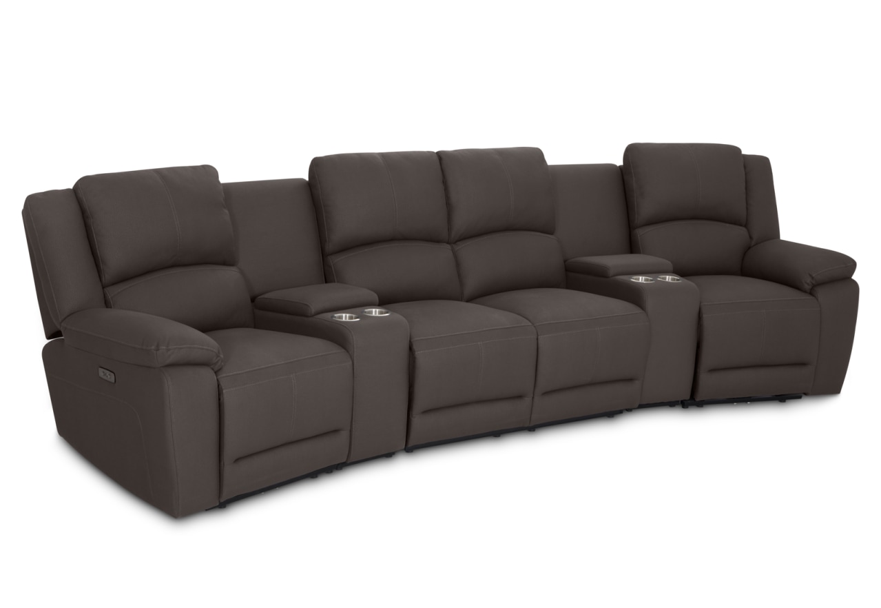 RODDICK FABRIC 4 Seater Theatre Suite with 2 Inbuilt Electric Recliners and Console – image 2 of 13