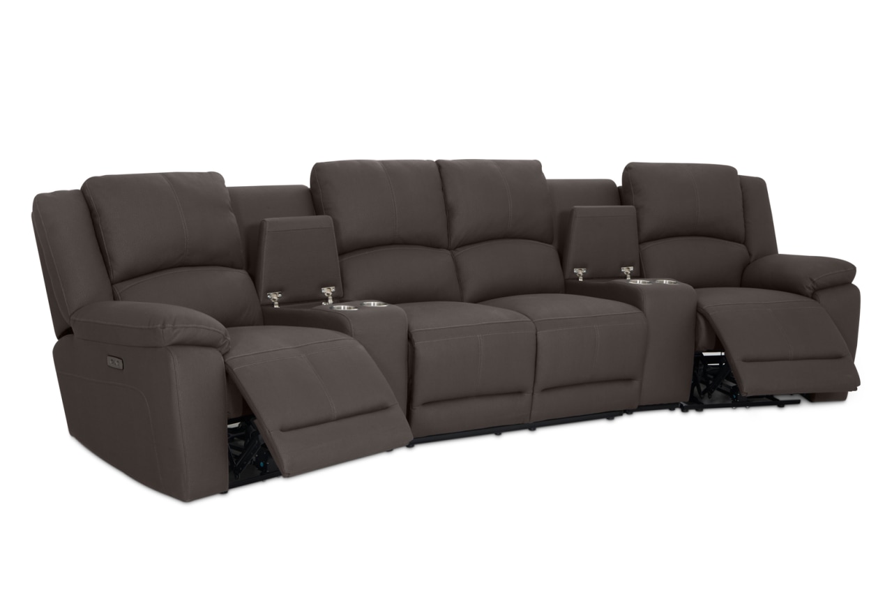 RODDICK FABRIC 4 Seater Theatre Suite with 2 Inbuilt Electric Recliners and Console – image 4 of 13