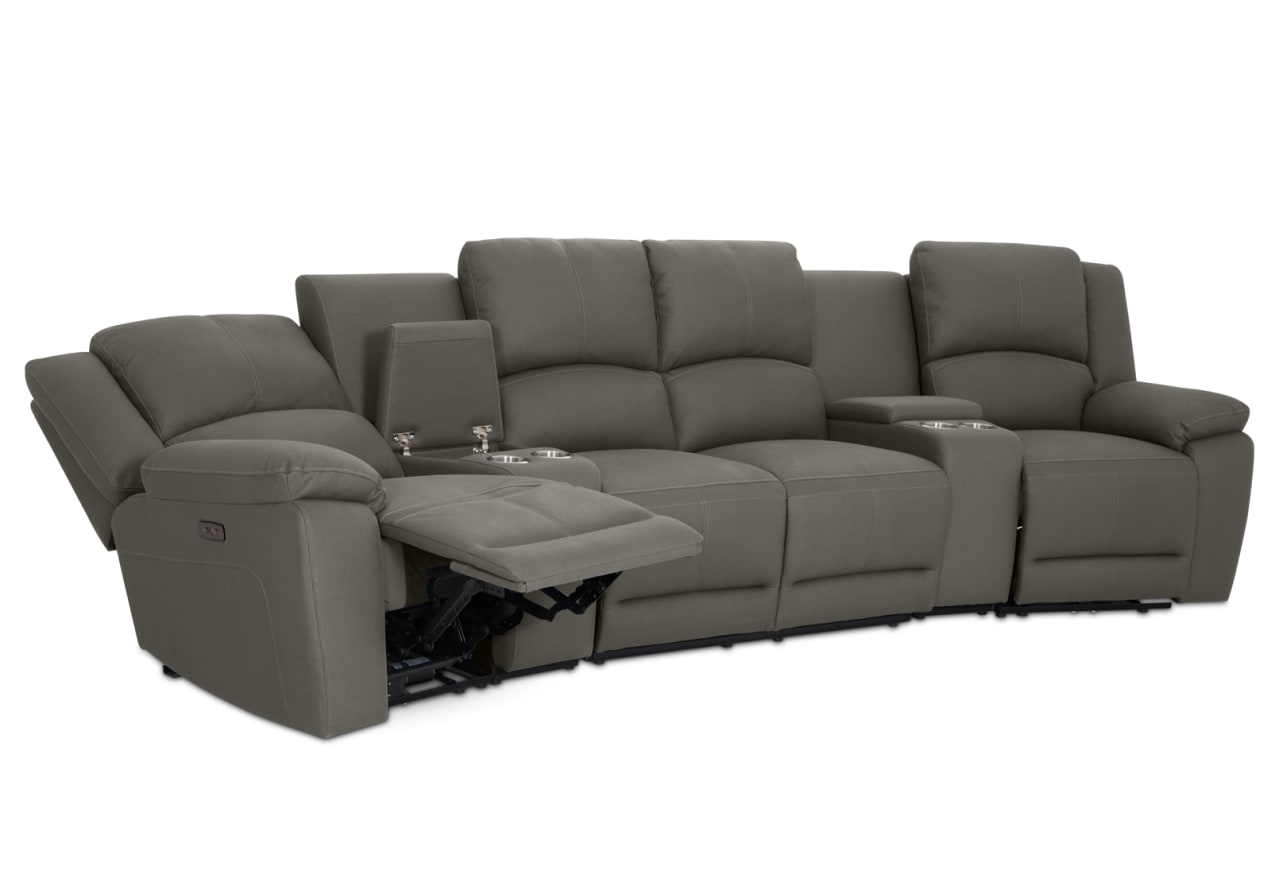 RODDICK FABRIC 4 Seater Theatre Suite with 2 Inbuilt Electric Recliners and Console – image 3 of 13