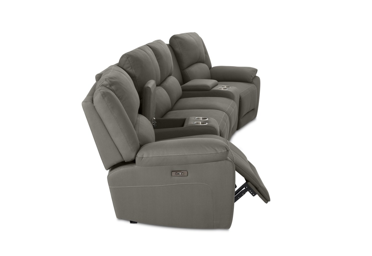 RODDICK FABRIC 4 Seater Theatre Suite with 2 Inbuilt Electric Recliners and Console – image 6 of 13