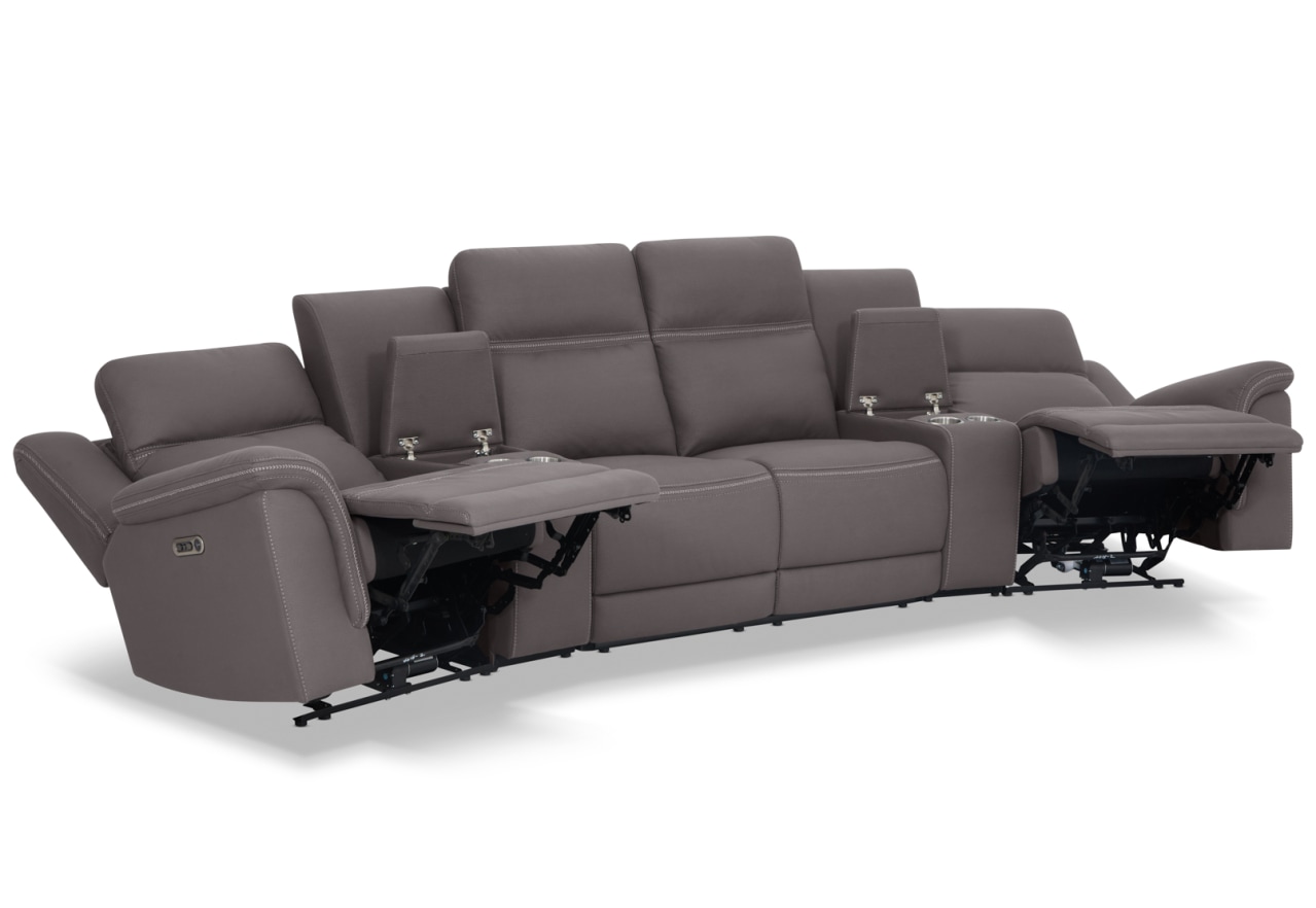 WOLFGANG FABRIC 4 Seater Theatre Suite with Electric Recliners and Console – image 5 of 10