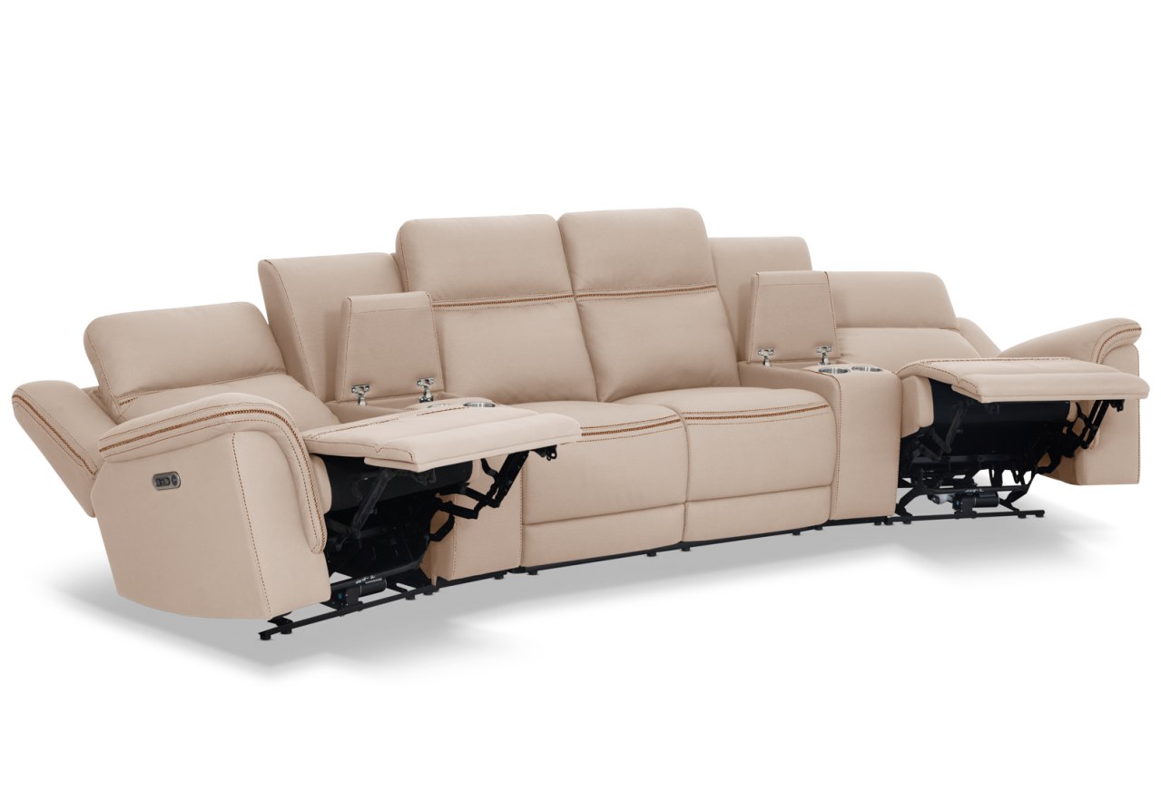 WOLFGANG FABRIC 4 Seater Theatre Suite with Electric Recliners and Console – image 5 of 10