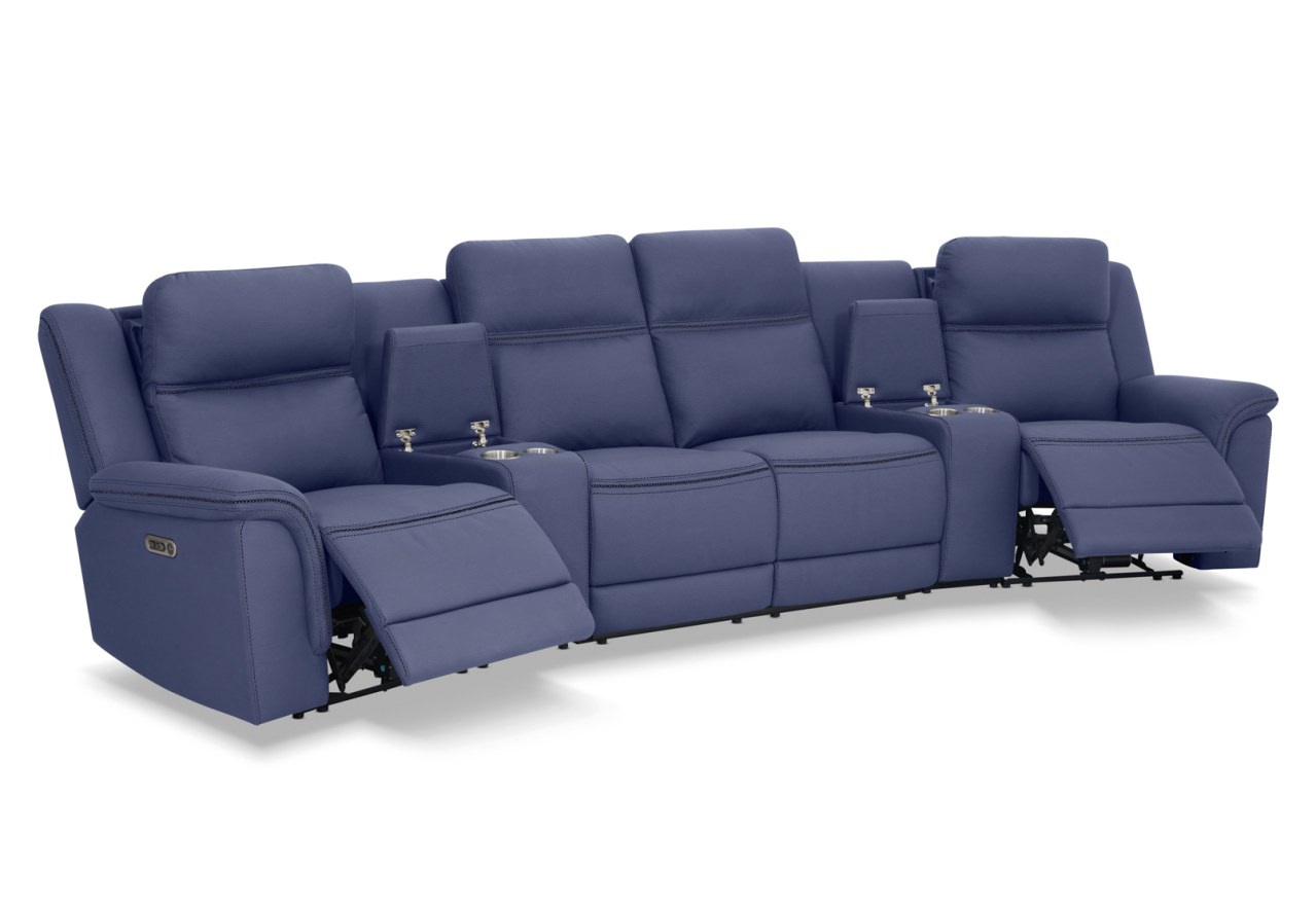 WOLFGANG FABRIC 4 Seater Theatre Suite with Electric Recliners and Console – image 4 of 10