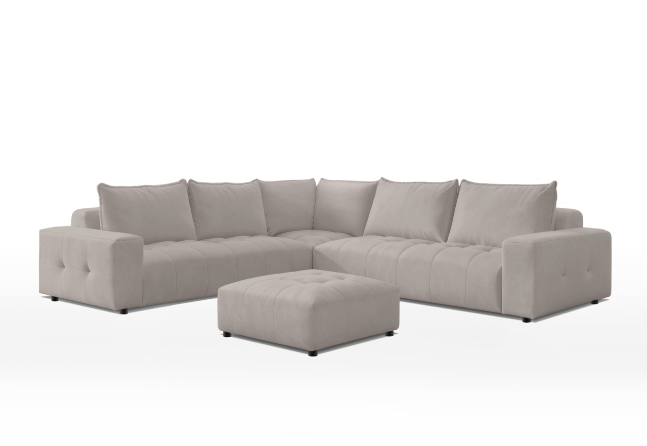 MAGNAR FABRIC 5 Seater Corner Lounge with Ottoman – image 1 of 6
