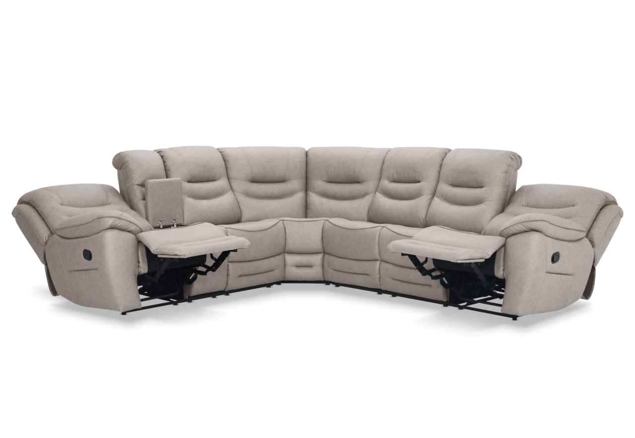 FEDERER FABRIC 6 Seater Corner Lounge with Console – image 3 of 13