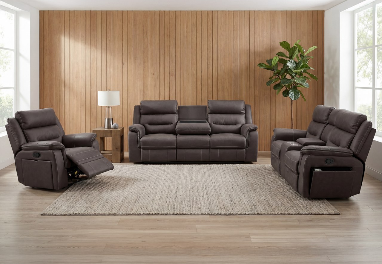 BANBURY FABRIC 3 Seater Manual Recliner with Drop Down Table – image 14 of 14