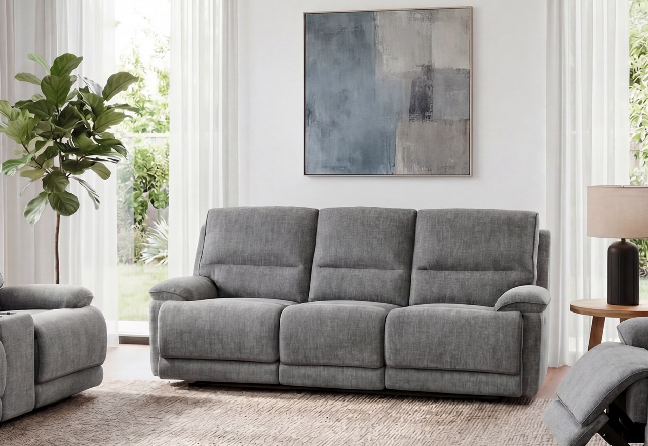 BOSTROM FABRIC 3 Seater with 2 Inbuilt Electric Recliners – image 1 of 11