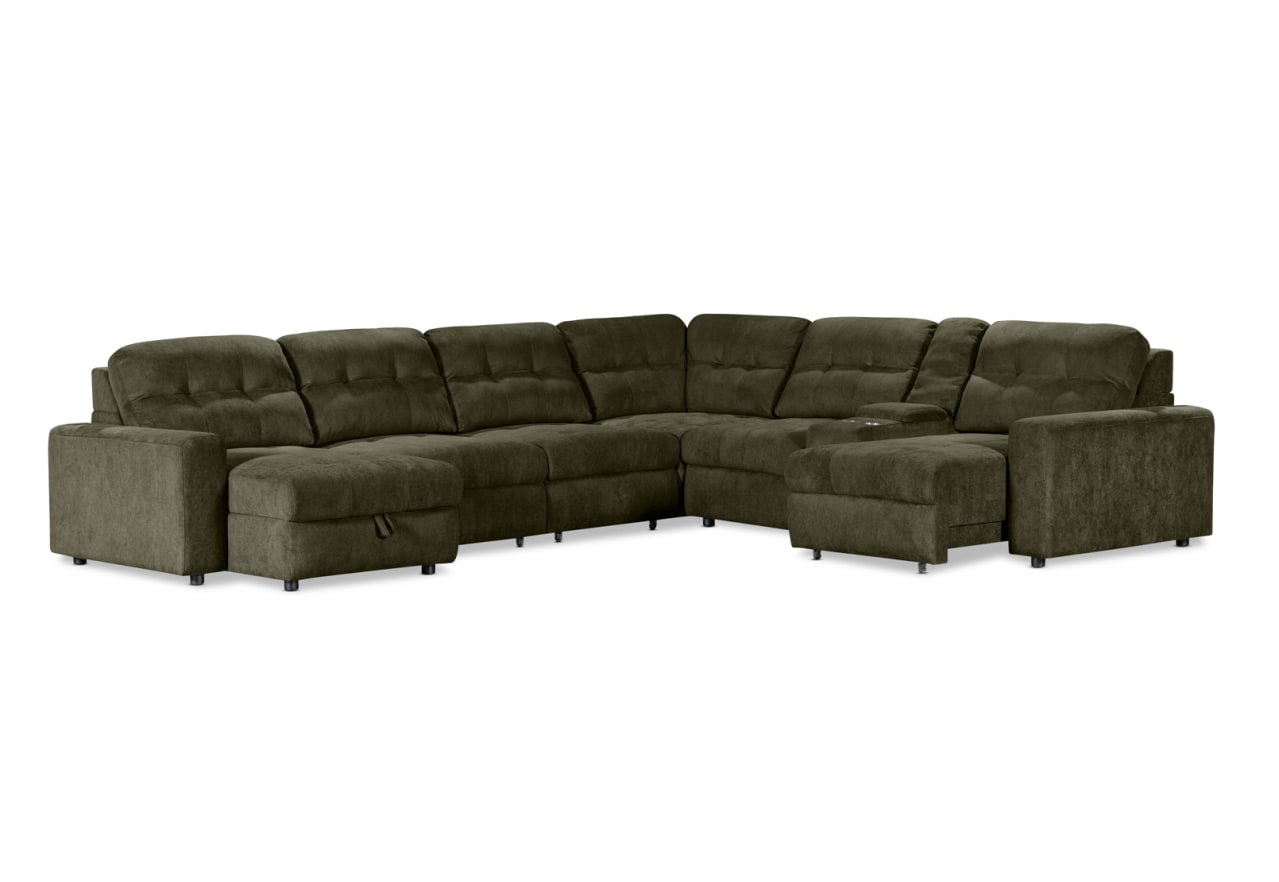 BEVERLY FABRIC 6 Seater Corner Lounge with 3 Electric Slide-out Recliners and LHF Chaise – image 2 of 13