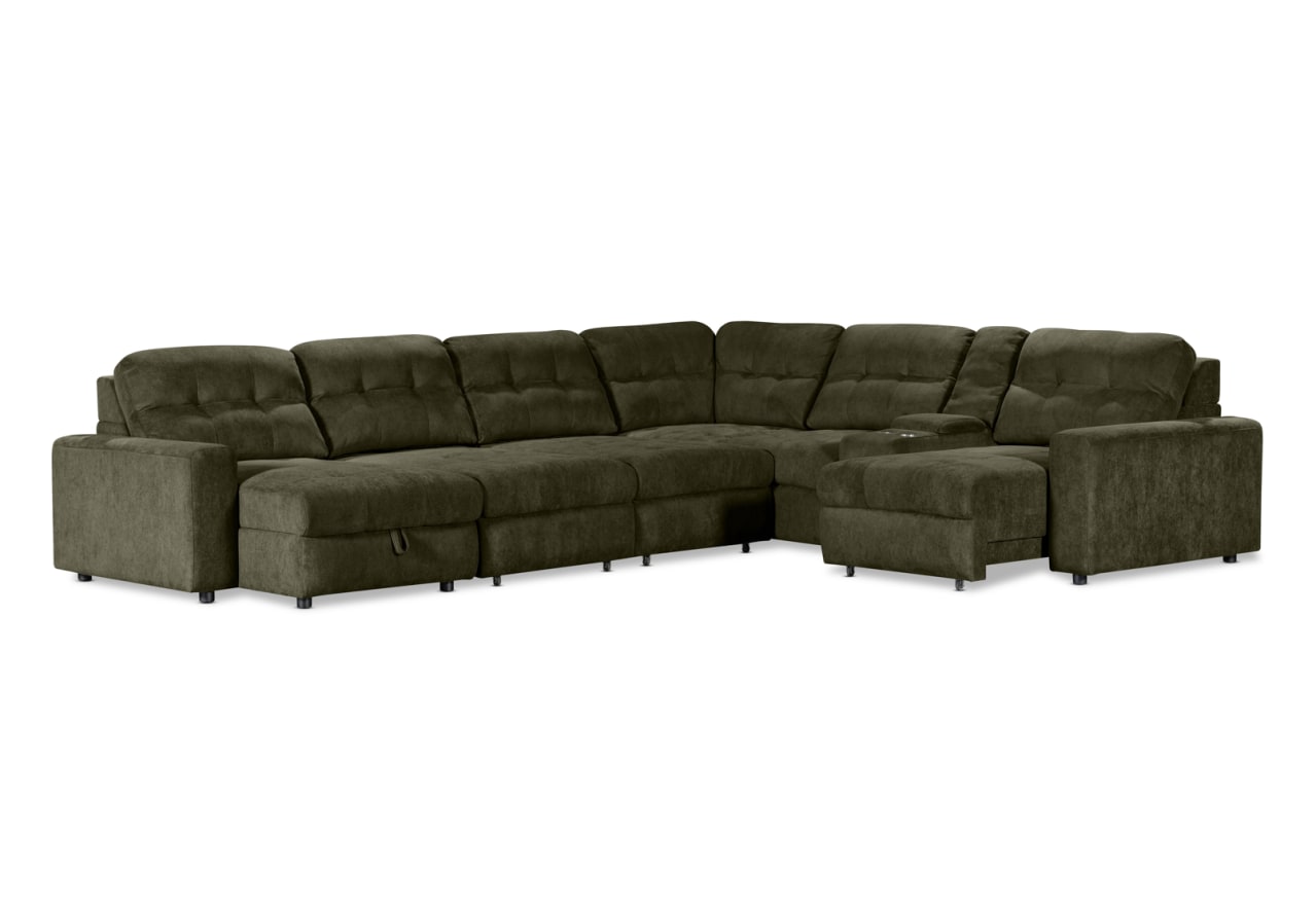 BEVERLY FABRIC 6 Seater Corner Lounge with 3 Electric Slide-out Recliners and LHF Chaise – image 4 of 13