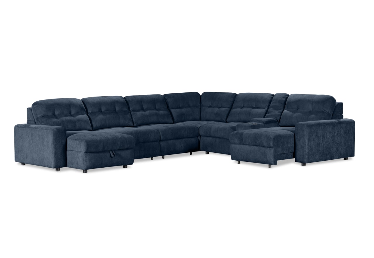 BEVERLY FABRIC 6 Seater Corner Lounge with 3 Electric Slide-out Recliners and LHF Chaise – image 2 of 13