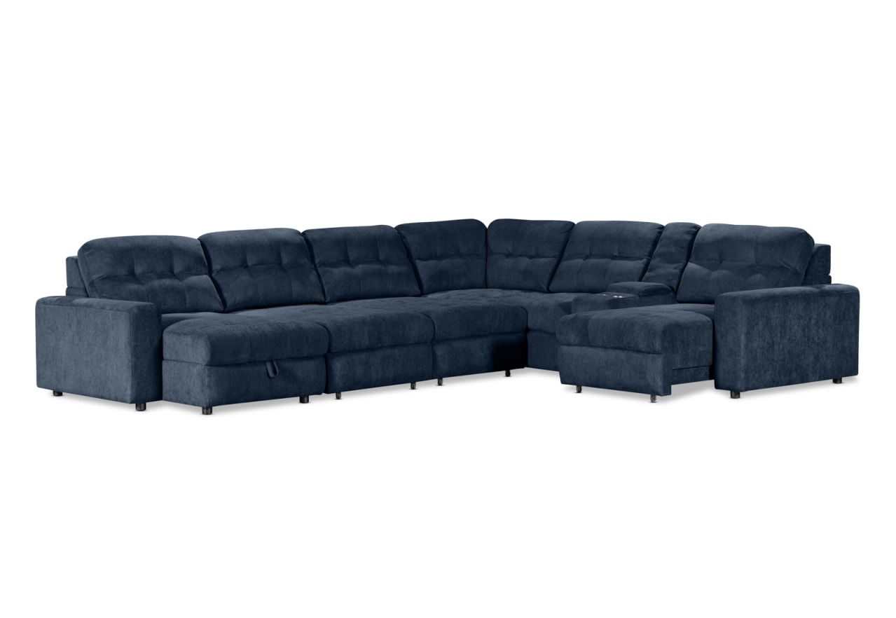 BEVERLY FABRIC 6 Seater Corner Lounge with 3 Electric Slide-out Recliners and LHF Chaise – image 4 of 13