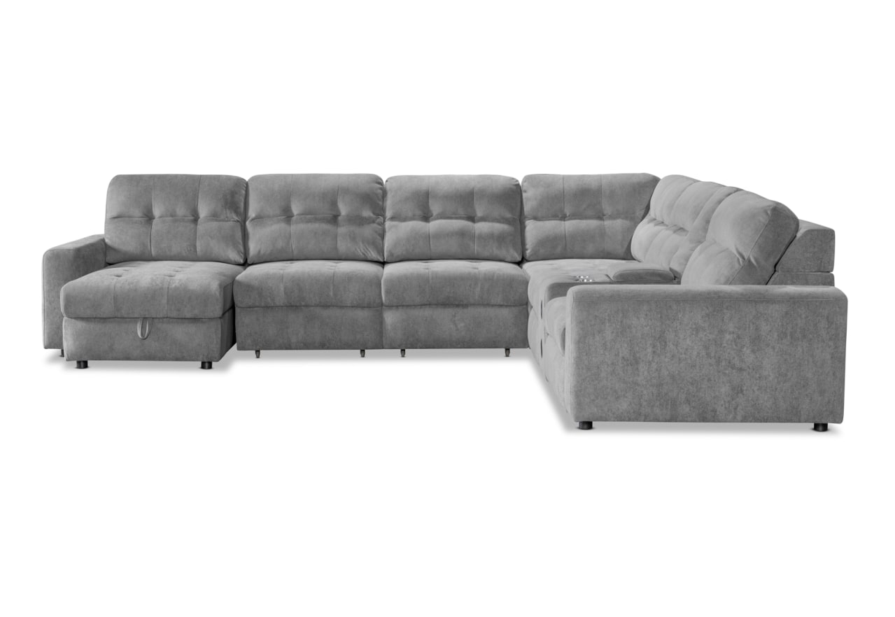 BEVERLY FABRIC 6 Seater Corner Lounge with 3 Electric Slide-out Recliners and LHF Chaise – image 6 of 13