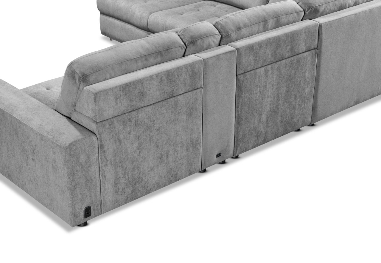 BEVERLY FABRIC 6 Seater Corner Lounge with 3 Electric Slide-out Recliners and LHF Chaise – image 9 of 13