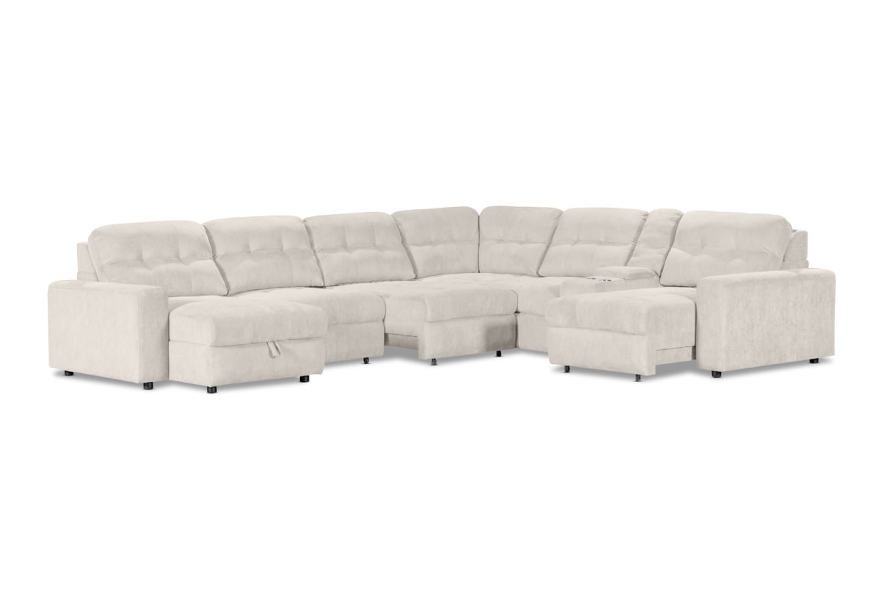 BEVERLY FABRIC 6 Seater Corner Lounge with 3 Electric Slide-out Recliners and LHF Chaise – image 3 of 13