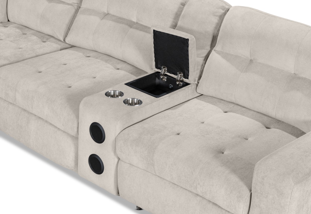 BEVERLY FABRIC 6 Seater Corner Lounge with 3 Electric Slide-out Recliners and LHF Chaise – image 8 of 13