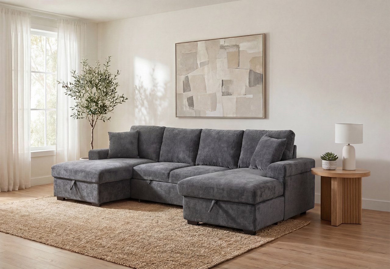 CLEVELAND FABRIC Double Chaise Sofa Bed – image 1 of 16
