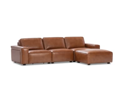 BARTELLE LEATHER 3.5 Seater Sofa with Ottoman