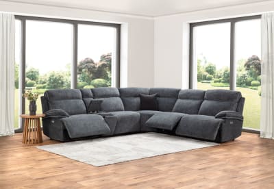SEYMOUR FABRIC 5 Seater Corner Lounge with LHF Console