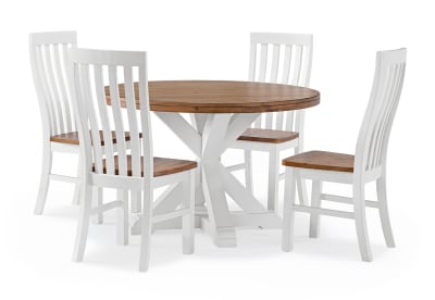 CHARLSBOURG 5 Piece 1200 Round Dining Suite