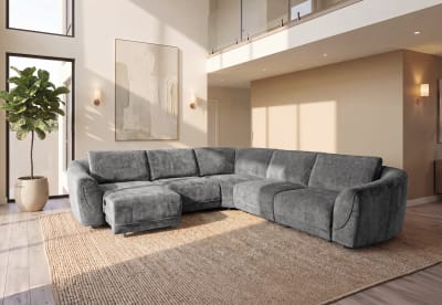 BALTIMORE FABRIC 5S Corner Lounge with 3 Electric Sliders
