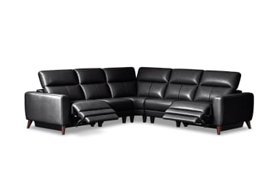SPECTRA LEATHER 5 SEATER CORNER LOUNGE WITH 2 ELECTRIC RECLINERS MTO