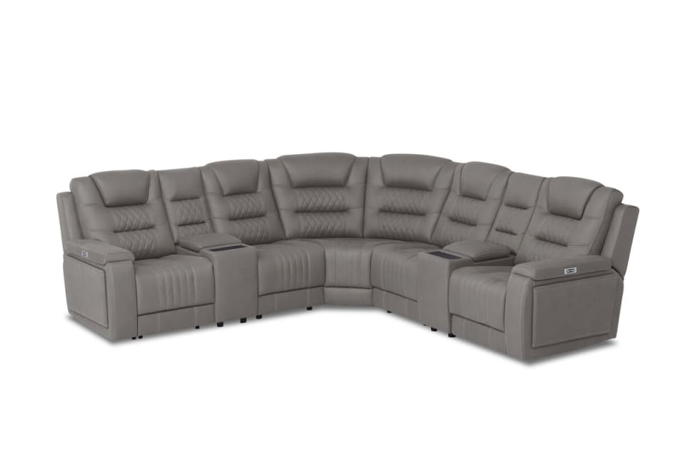 AGASSI FABRIC 5 Seater Corner Lounge with 2 Consoles