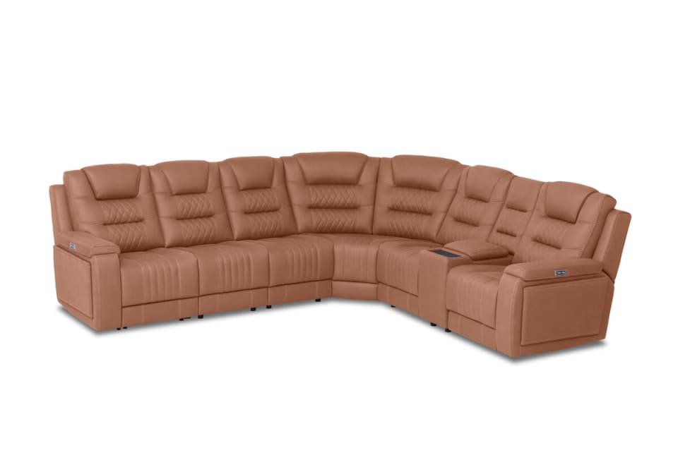AGASSI FABRIC 6 Seater Corner Lounge with 1 Console