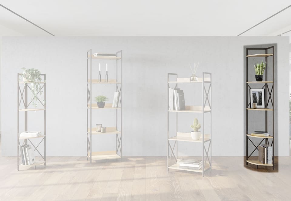 DUNN 5 Tier Corner Bookcase