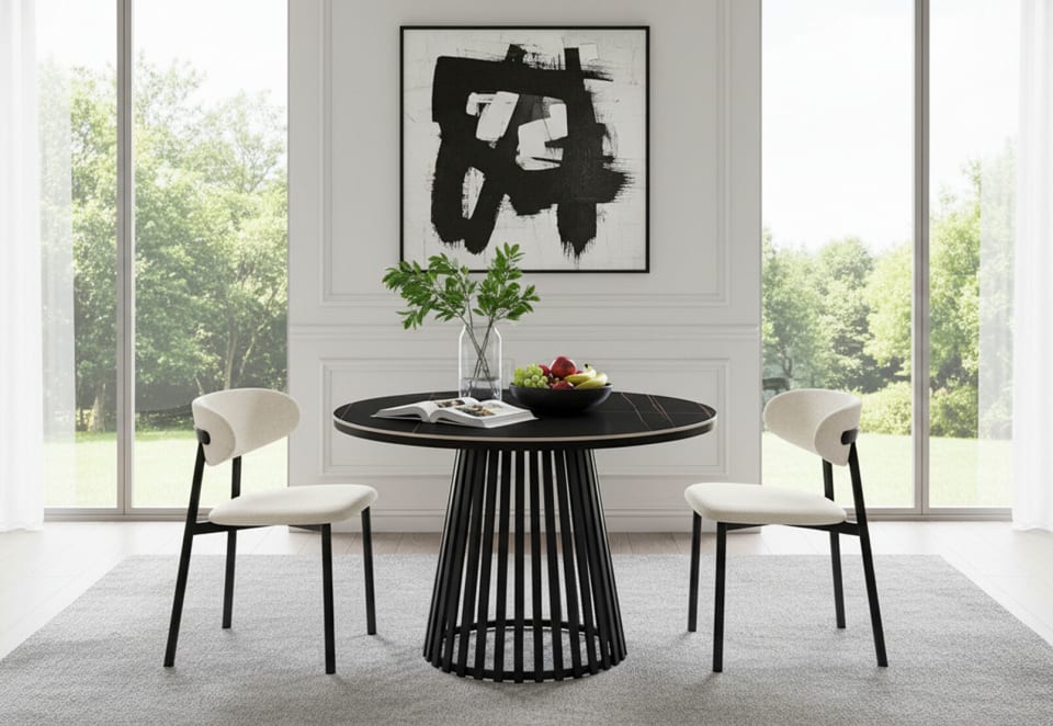 MCGUIRE Black 1100 Round Dining Table