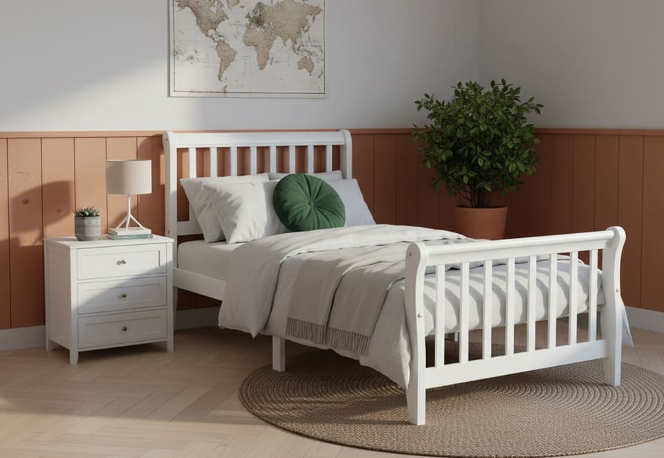 SABADELL White Single Bed