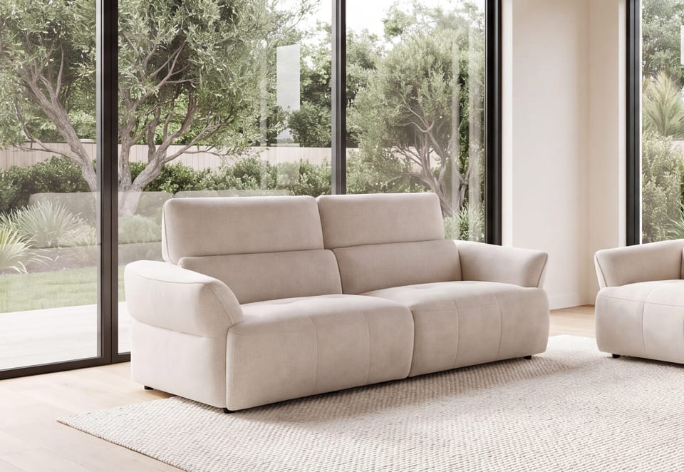 SUMMERVILLE FABRIC 2.5 Seater with 2 x inbuilt Electric Recliners