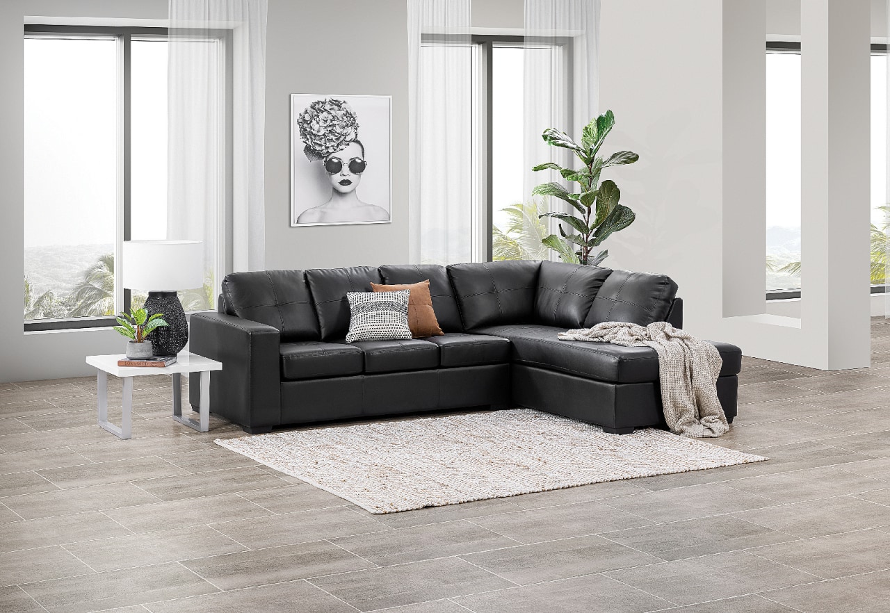 DIAMOND Leather-Look Corner Right-Hand Facing Chaise with Sofa Bed – image 8 of 16