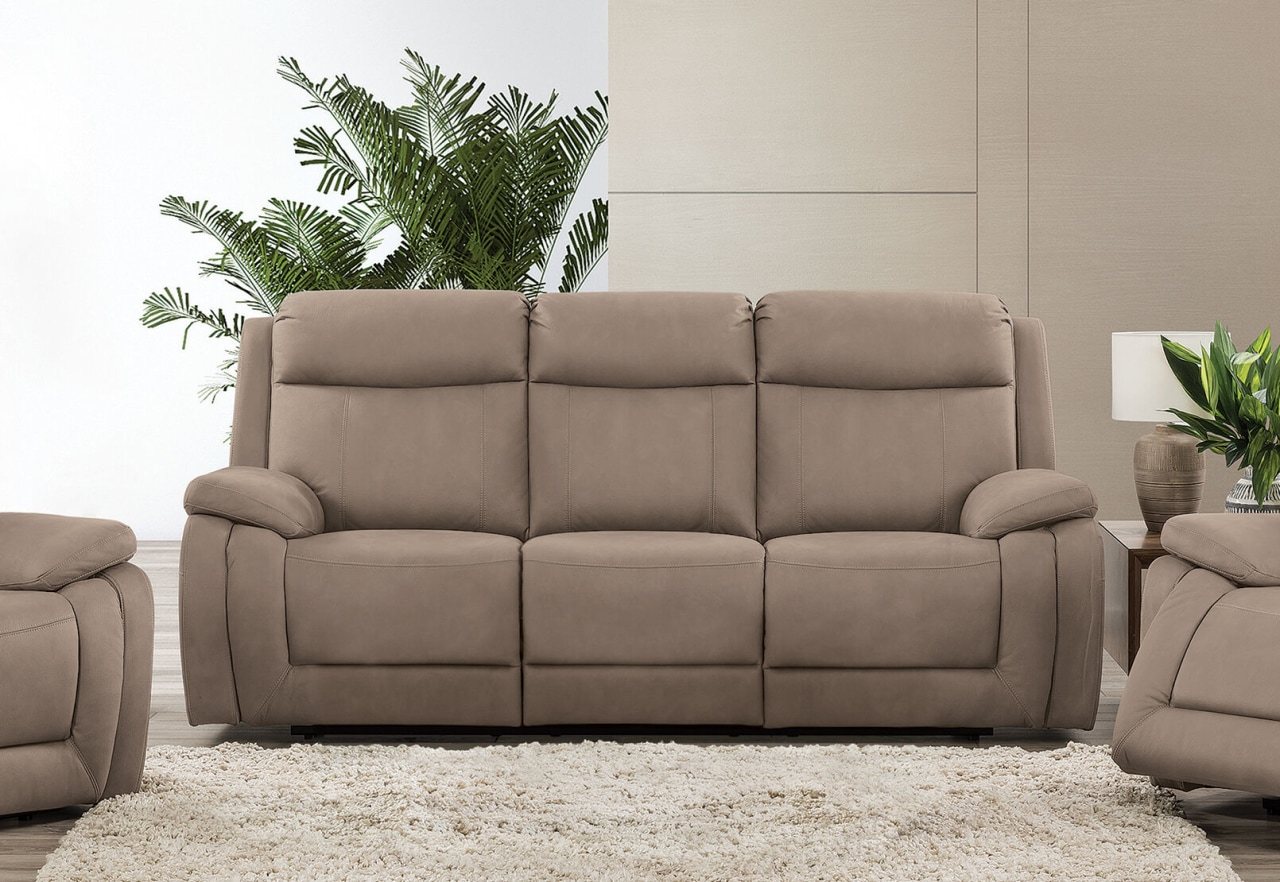 SAN MARCO Fabric 3 Seater Sofa with 2 Inbuilt Recliners – image 1 of 6