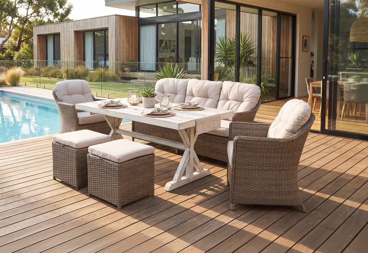 MIAMI 6 Piece Outdoor Lounge Dining Setting – image 1 of 12