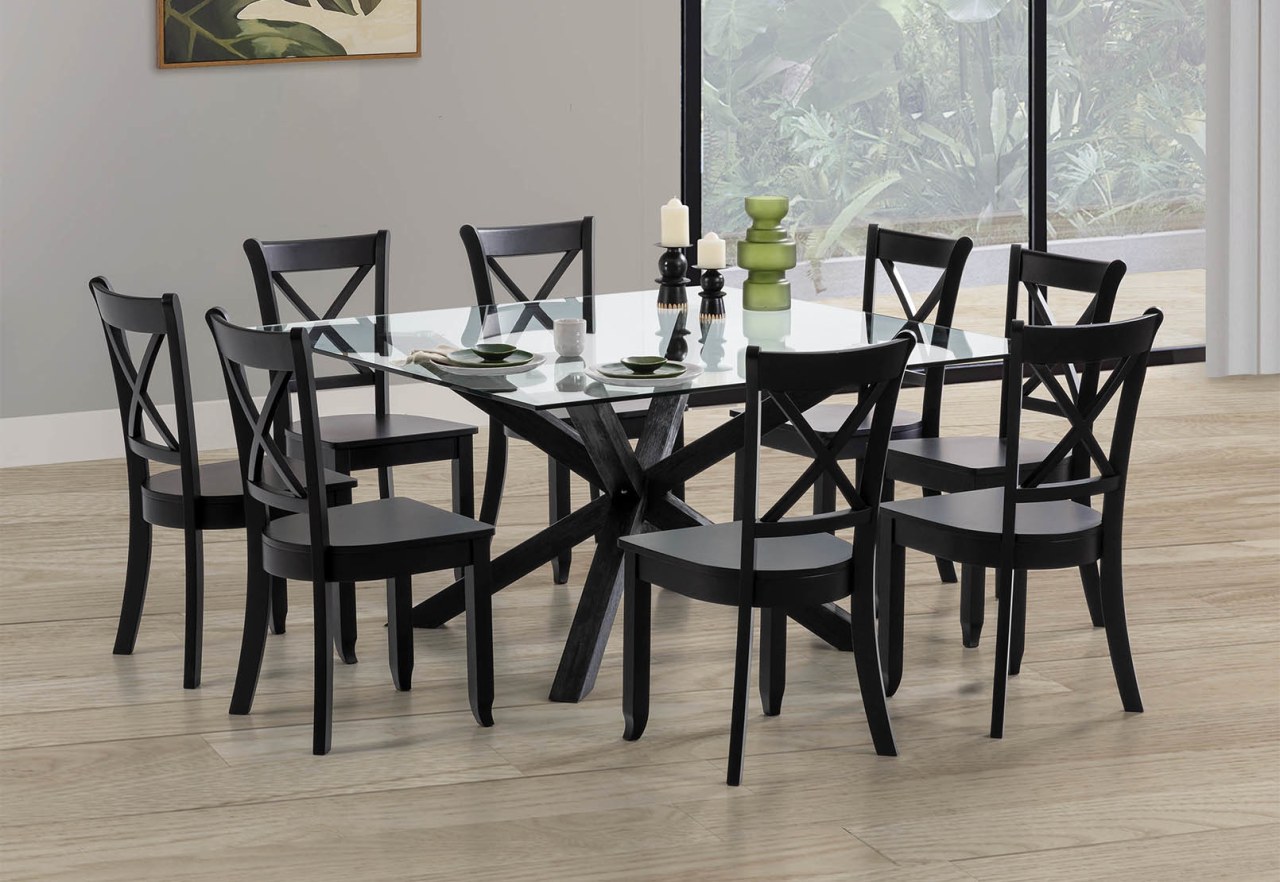 PROMENADE Square Glass Top Dining Table – image 7 of 8