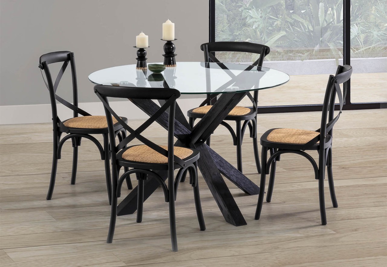 PROMENADE 1200 Round Glass Top Dining Table – image 6 of 7