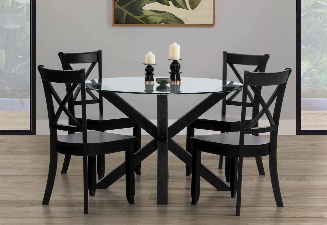 PROMENADE 1200 Round Glass Top Dining Table – image 7 of 7