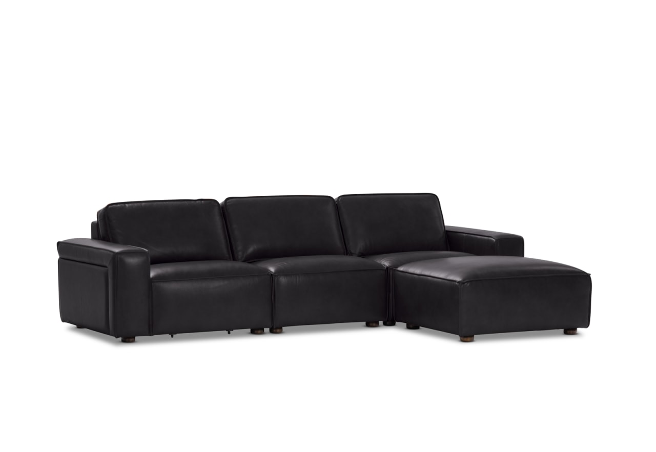 BARTELLE LEATHER 3.5 Seater Sofa with Ottoman. – image 2 of 11